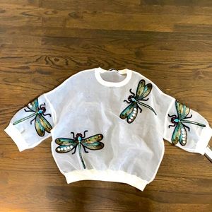 3D Sheer Dragon Fly top